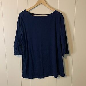 Woman Within Navy Blue Boatneck Top Size Large